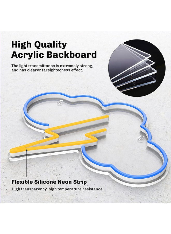 NIBEMINENT Led Cloud Neon Sign Wall Decor Light Battery Blue/Orange 12.2x13.4inch  - Image 3