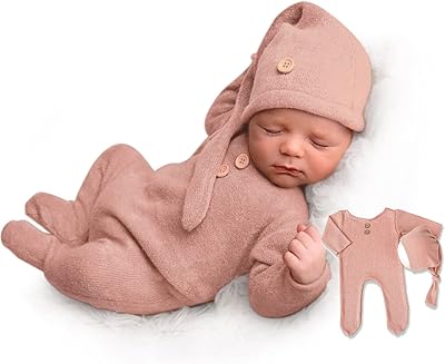 ForBaysy ForBaysy Newborn Photography Props Elf Costume Baby jumpsuit With Hats for Baby Boys Girls Photoshoot Outfits  - Image 1