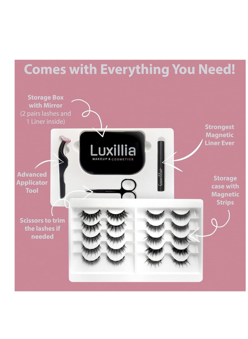 Luxillia Luxillia Magnetic Eyelashes with Eyeliner 16 Piece Set, Most Natural Looking Magnetic Lashes Kit with Applicator, Best 8D, 3D Look, Reusable Fake Eye Lash, No Glue, Strongest Waterproof Liquid Liner - Image 3