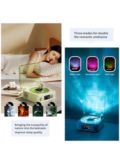 XiuWoo Wireless Vintage Waves Vinyl Record Player Style Bluetooth Speaker, Portable CD Player That Looks like a Record Player, with Ambient Lights,White  - Image 4