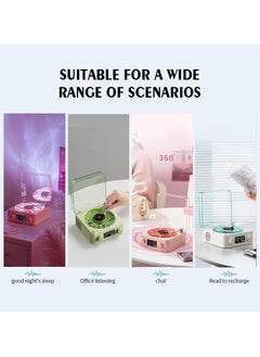 XiuWoo Wireless Vintage Waves Vinyl Record Player Style Bluetooth Speaker, Portable CD Player That Looks like a Record Player, with Ambient Lights,White  - Image 5