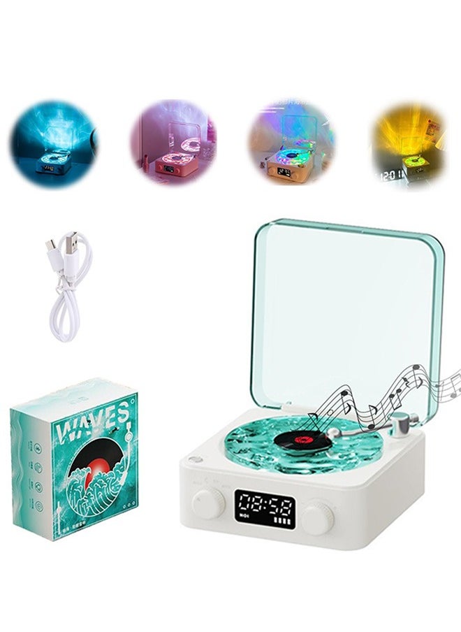 XiuWoo Wireless Vintage Waves Vinyl Record Player Style Bluetooth Speaker, Portable CD Player That Looks like a Record Player, with Ambient Lights,White  - Image 1