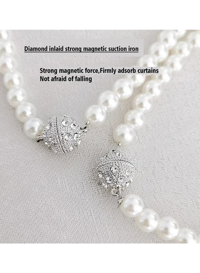 1 Piece Curtain Tiebacks ,Strong Magnetic Curtain Tiebacks,Pearl Design Curtain Ties ,Curtain Holders for Drapes Backs ,Modern Style Curtain Hooks Holdback Decorative(Bows) - Image 3