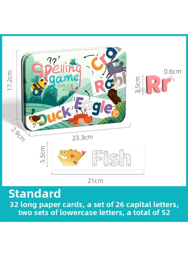 English Letter Spelling Word Game Wooden Puzzle English Practice Card Game Iron Box Wholesale-Color:Entry Style (green Box) - Image 1
