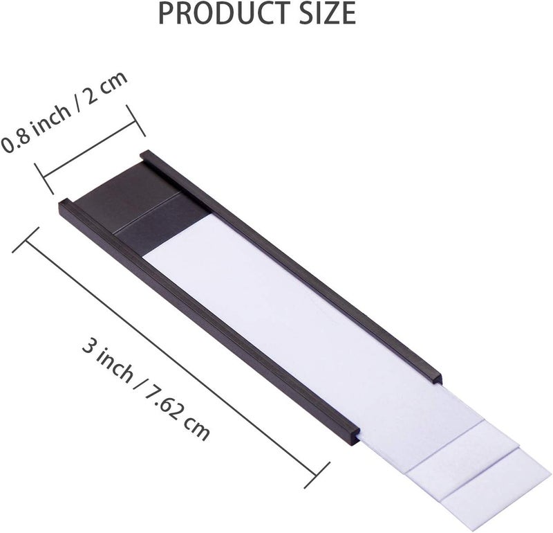 EEOYU Magnetic Label Holders with Magnets Magnetic Data Card Holders with Clear Plastic Protectors for Metal Shelf, Whiteboard, Set of 50 (0.8 x 3 Inch) - Image 1