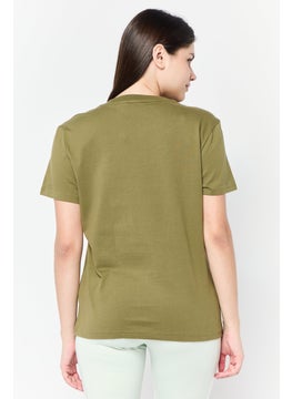adidas Originals Women Sportswear Fit Short Sleeve Outdoor Top, Olive  - Image 4