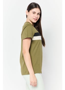 adidas Originals Women Sportswear Fit Short Sleeve Outdoor Top, Olive  - Image 3