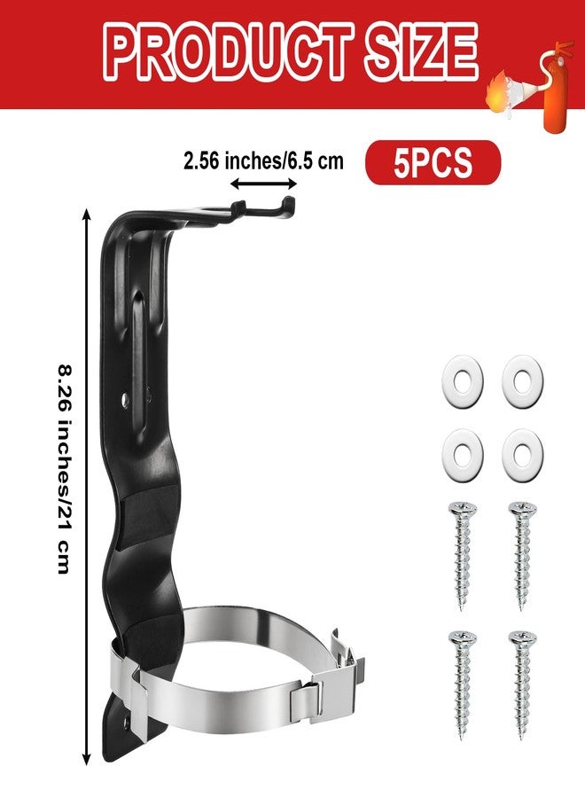 فاسموف حامل طفاية حريق Fasmov، عبوة من 5 قطع، حامل طفاية حريق من الفولاذ المقاوم للصدأ، 5 أرطال، مثبت على الحائط، حامل طفايات حريق شديد التحمل للمنزل والشاحنة والسيارة، أسود - Image 2
