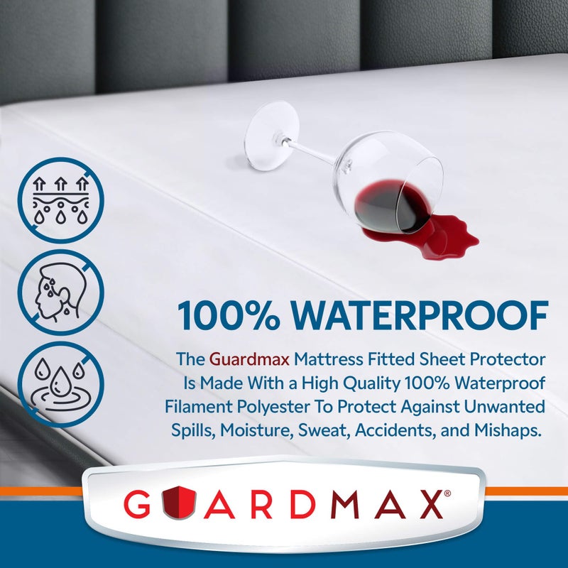 Guardmax Jersey Knitted Short Queen Size Mattress Protector - Waterproof & Dust Mite Proof Mattress Cover with Stretchable Pockets - Soft, Comfortable, & Noiseless Waterproof Fitted Sheet.(60x75x15) - Image 3