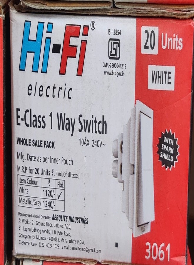 HI-FI Hi Fi Modular Switch 1 Way Switch with spark shield White (Pack of 20) (Fits all modular boards) - Image 4