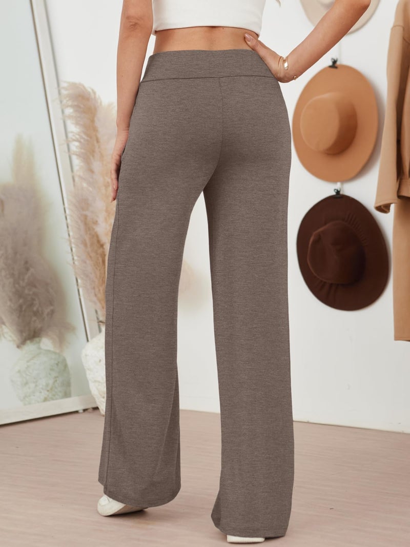 AUTOMET Womenâ€˜s Cozy Wide Leg Sweatpants, High Waist Pants for Yoga Lounge and Sleep, Soft Comfy Pants for All Seasons CoffeeGrey L - Image 4