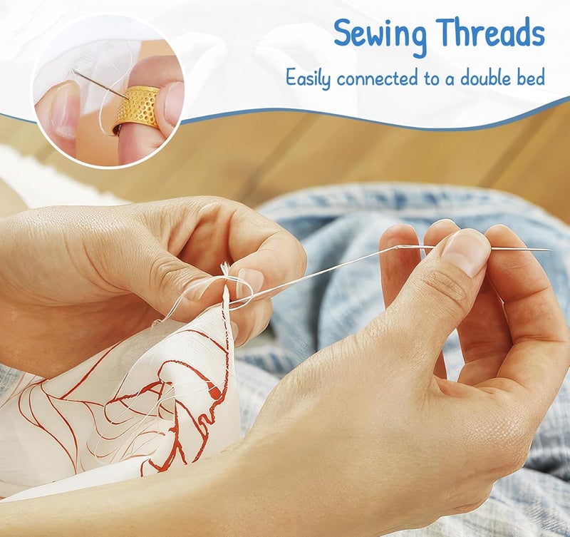 UDHVREKH Hand Sewing Thread 800M Strong and Durable Sewing Threads for Clothes Sewing Accessories White Black with 6 Pcs Steel Sewing Needle White - Image 2