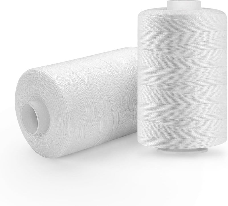 UDHVREKH Hand Sewing Thread 800M Strong and Durable Sewing Threads for Clothes Sewing Accessories White Black with 6 Pcs Steel Sewing Needle White - Image 1