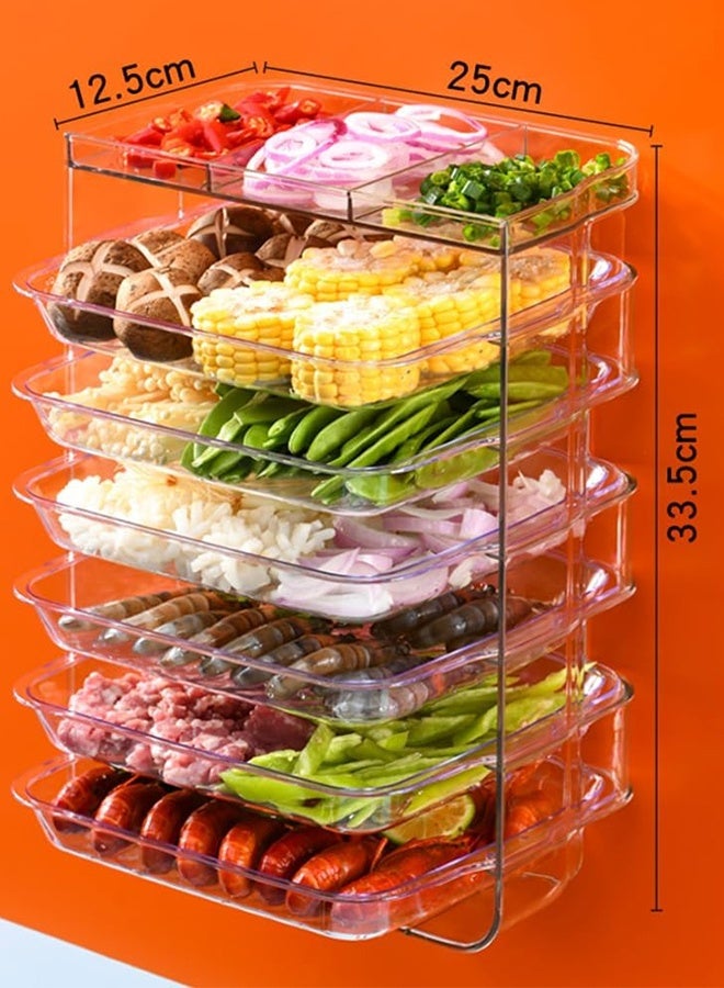JCB CHIC رف تخزين المطبخ، طبق تحضير الفاكهة والخضروات للمطبخ، صينية فرز الفاكهة والخضروات متعددة الطبقات، صينية تحضير الطعام المطبخية ذاتية اللصق والمثبتة على الحائط - Image 2
