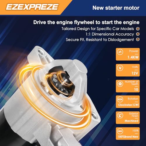 E EZEXPREZE Ezexpreze 17948 New Starter Motor Replacement for 2009-2020 Dodge Durango Ram 1500 2500 3500 4000 Jeep Commander Grand Cherokee 5.7 V8 Engine OE#: 56044736AB 56044736AC R6044736AC M0T20972 M0T23271 - Image 3