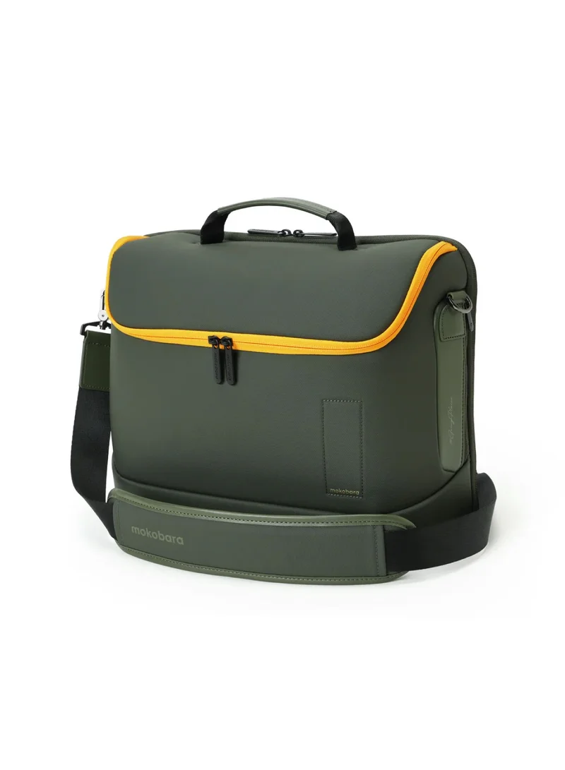 Mokobara The Transit Briefcase Vegan Leather & Nylon 15L Laptop Crossbody Messenger Bag for Men & Women (Homegrown Sunray)