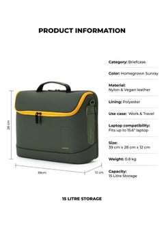 Mokobara MOKOBARA The Transit Briefcase Vegan Leather & Nylon 15L Laptop Crossbody Messenger Bag for Men & Women (Homegrown Sunray)  - Image 2