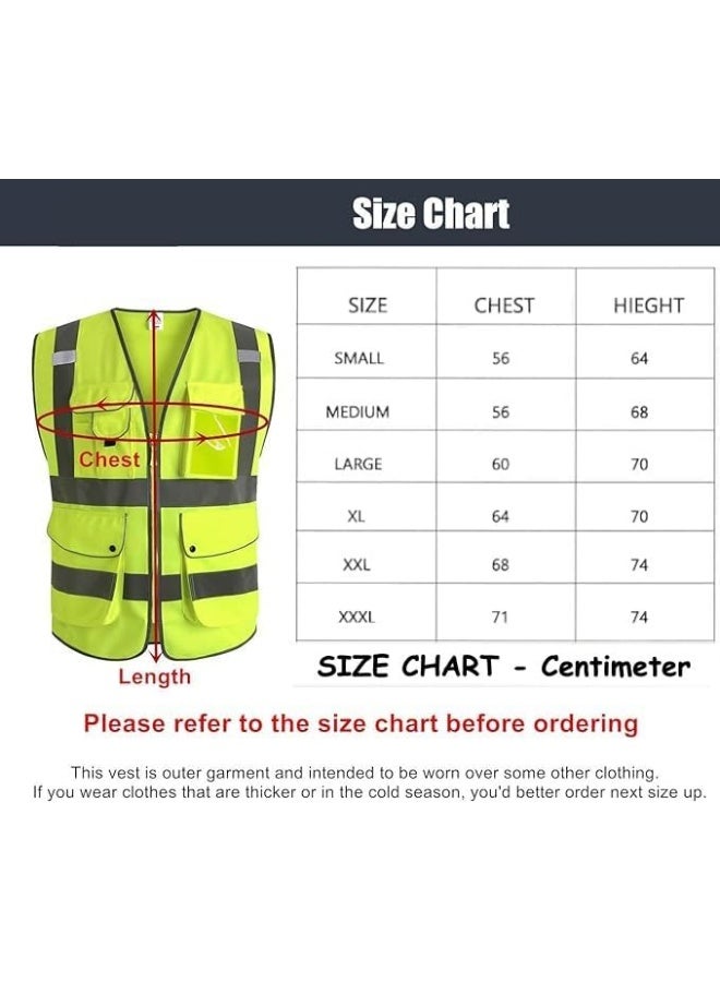 Poaker 5 Pocket Safety Jacket – Reflective Workwear with Zip, 3 Band Security, Mobile Phone Pocket, and Pen & Pencil Holder (SIZE - XL) - Image 2