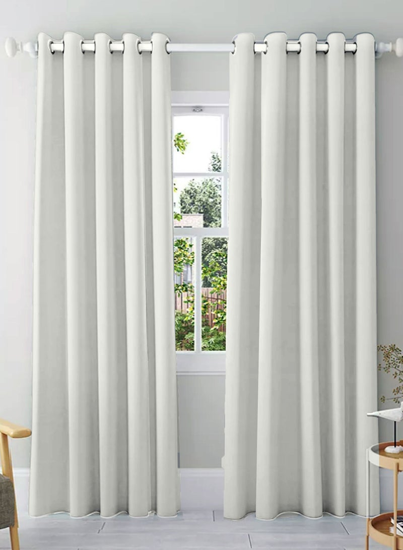 Amali 2 Blackout curtains for living room Decor or bedroom window noise reduction and light blocking with 16 Grommets in 2 panels long 274cm and 127cm in width Pearl Grey