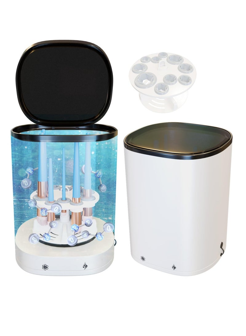 Excefore Electric Makeup Brush Cleaner Machine, Makeup Brush Cleaner with Ozone Cleaning, with Unique Brush holder＆Splash Proof Cover, Quick Wash & Dry, for All Size Beauty Makeup Brush Set  - Image 1