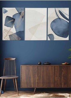 LOWHA Set Of 3 Framed Canvas Wall Arts Stretched Over Wooden Frame Watercolor Abstract Paintings For Home Living Room Office Decor  - Image 2
