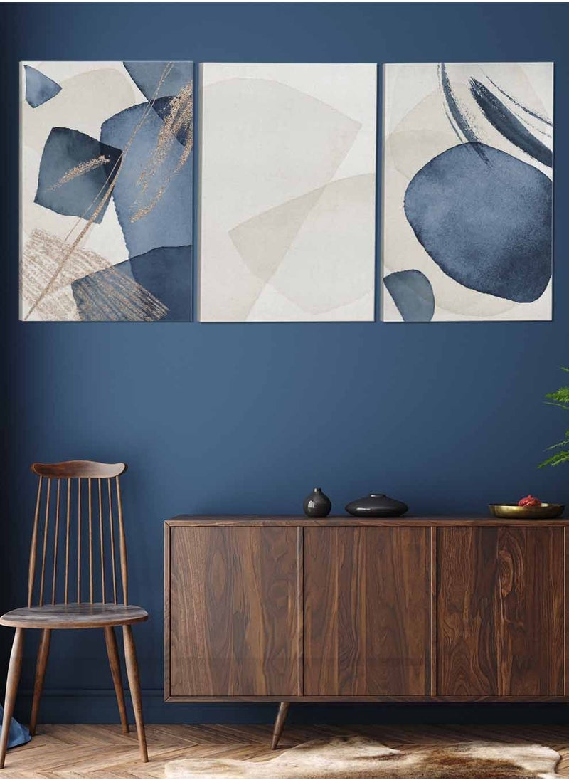 LOWHA Set Of 3 Framed Canvas Wall Arts Stretched Over Wooden Frame Watercolor Abstract Paintings For Home Living Room Office Decor  - Image 2