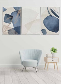 LOWHA Set Of 3 Framed Canvas Wall Arts Stretched Over Wooden Frame Watercolor Abstract Paintings For Home Living Room Office Decor  - Image 1