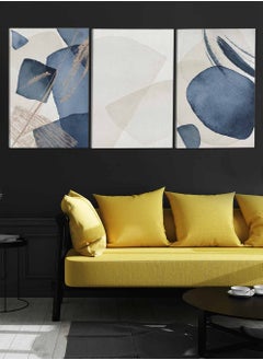 LOWHA Set Of 3 Framed Canvas Wall Arts Stretched Over Wooden Frame Watercolor Abstract Paintings For Home Living Room Office Decor  - Image 3