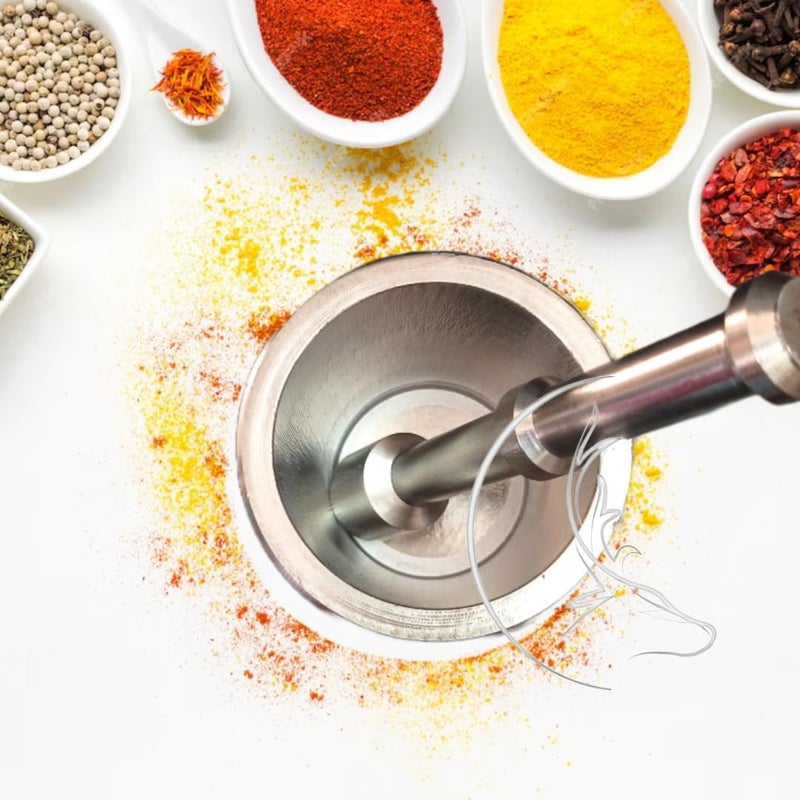 THE COOK HOUSE طقم هاون ومدقة من الفولاذ المقاوم للصدأ - خلط التوابل - مطحنة التوابل - مولكاجيت - هاون كحل باتا - مصمم بشكل جيد للمطبخ - غير قابل للانزلاق - سهل التنظيف - الحجم 2 - Image 4