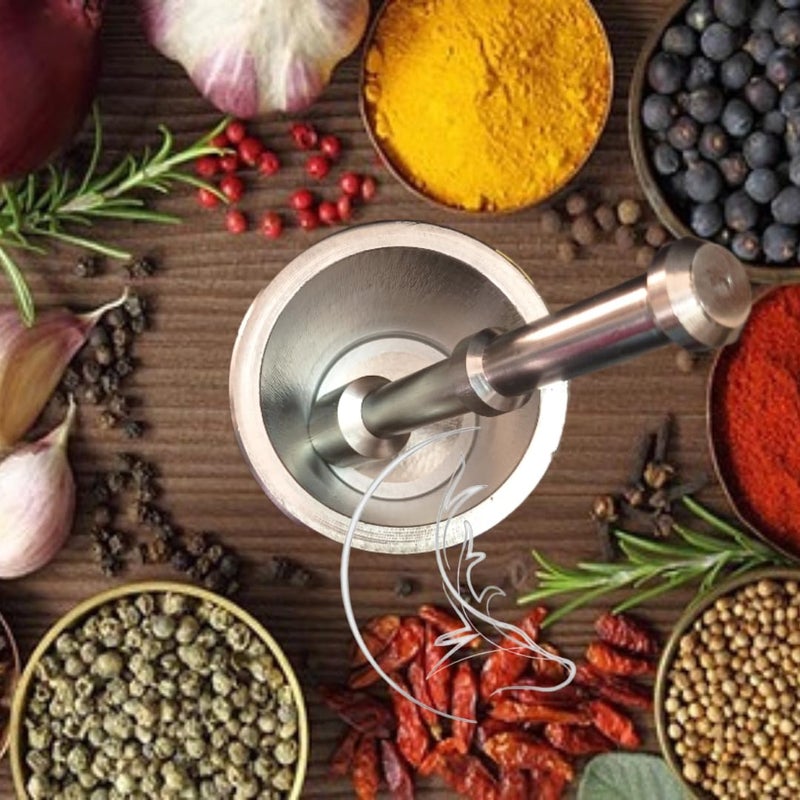 THE COOK HOUSE طقم هاون ومدقة من الفولاذ المقاوم للصدأ - خلط التوابل - مطحنة التوابل - مولكاجيت - هاون كحل باتا - مصمم بشكل جيد للمطبخ - غير قابل للانزلاق - سهل التنظيف - الحجم 2 - Image 5