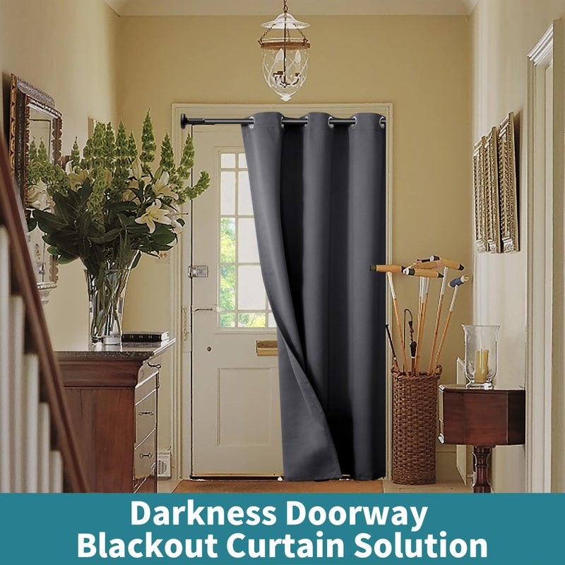 BGment Dark Grey Door Curtain 78 Inch Length for Doorway  Bedroom Closet Curtain  Privacy Thermal Insulated Blackout Grommet Room Divider for Room Separation  1 Panel  40 Inch Wide - Image 4