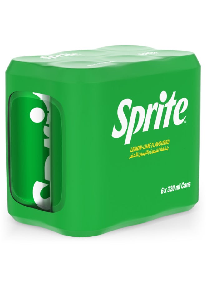 Sprite Regular Lemon Lime Flavored Carbonated Soft Drink Cans 6 x 320ml  - Image 1