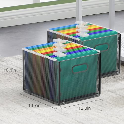 Samstar 2 Pack Hanging File Organizer, Mesh File Folder Box Filing Box File Cabinet Organizer Storage Boxes, Letter Size - Image 3