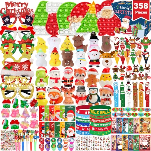 PLOUGVI 358PCS Christmas Party Favors Supplies Decoration Goodie Bag Pinata Stocking Stuffers Bulk Treasure Box Toy for Classroom Rewards Advent Calendar Stuff Filler Carnival Prizes Xmas Birthday Gifts - Image 1