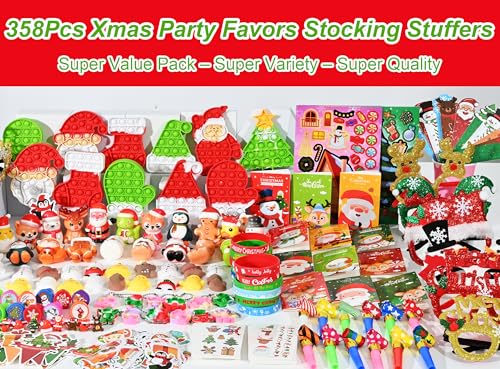 PLOUGVI 358PCS Christmas Party Favors Supplies Decoration Goodie Bag Pinata Stocking Stuffers Bulk Treasure Box Toy for Classroom Rewards Advent Calendar Stuff Filler Carnival Prizes Xmas Birthday Gifts - Image 5