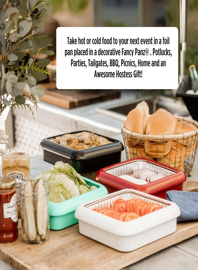 Fancy Panz 8x8, Dress Up & Protect Your Foil Pan! Foil Pan & Serving Spoon Included. Hot or Cold Food. Two ways to serve from, Stackable & helps maintain food temp. Made In USA, BPA free (White) - Image 3