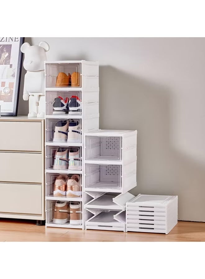 Golden Arrows 6-Tier Shoe Rack with Clear Door Foldable Plastic Shoe Organizer - Image 1