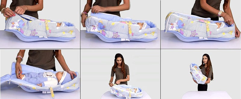 HOOPA وسادة هووبا 2 في 1 مغطاة باللحاف (أرنب أزرق) | وسادة تغذية | وسادة رضاعة | وسادة إرضاع | وسادة للأطفال - Image 5