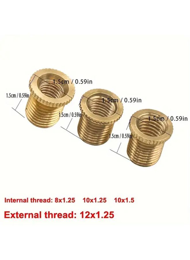 Golden Universal Car Auto Gear Shift Knob Adapter M8 M10 M10 Thread 3 Piece Set - Image 2