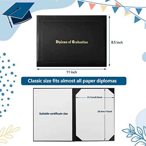 Jexine 6 Pack Graduation Diploma Cover 8.5 x 11 Inch Imprinted Certificate Covers Leatherette Diploma Holders for High School University Grad Days Graduation GED Folder(Black) - Image 2
