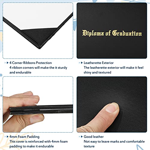 Jexine 6 Pack Graduation Diploma Cover 8.5 x 11 Inch Imprinted Certificate Covers Leatherette Diploma Holders for High School University Grad Days Graduation GED Folder(Black) - Image 4