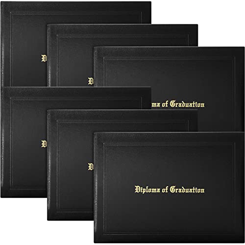 Jexine 6 Pack Graduation Diploma Cover 8.5 x 11 Inch Imprinted Certificate Covers Leatherette Diploma Holders for High School University Grad Days Graduation GED Folder(Black) - Image 1