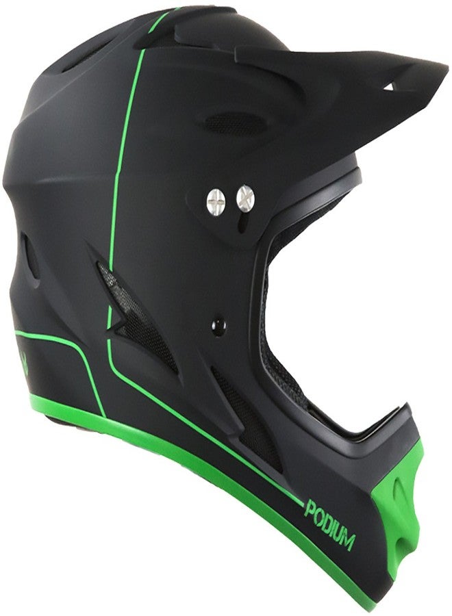 Demon United Podium Full Face Helmet Black/Green Lrg - Image 2