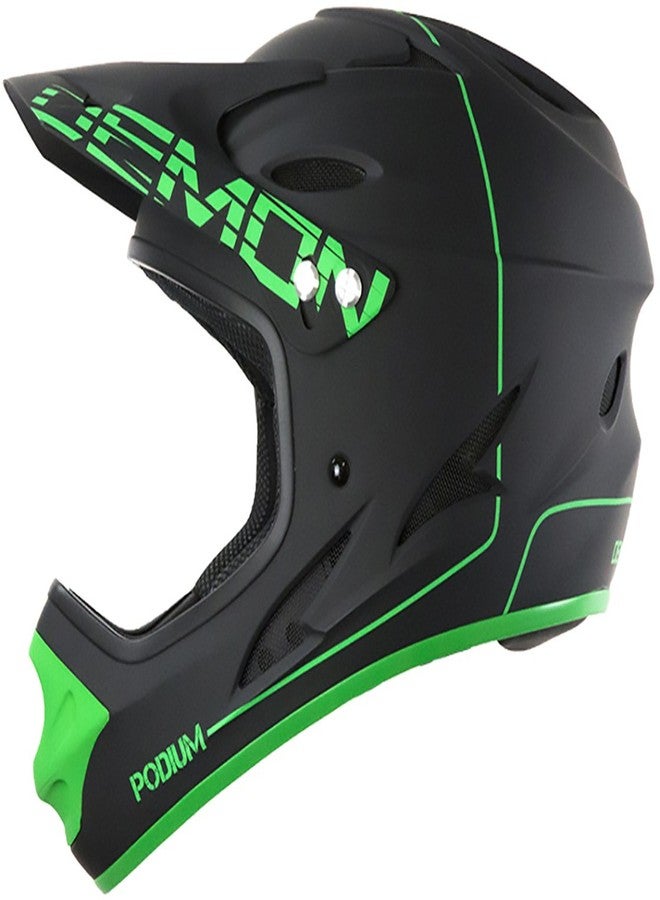 Demon United Podium Full Face Helmet Black/Green Lrg - Image 1