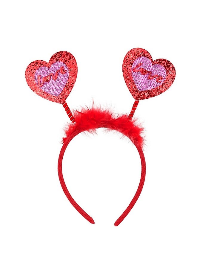 Doneace Valentine‘S Day Headbands Hair Accessories Red Glitter Hearts Boppers Hairband Cupid Love Hair Band Hoop Headpiece For Women Girls New Year Holiday Wedding Birthday Party Gift - Image 1