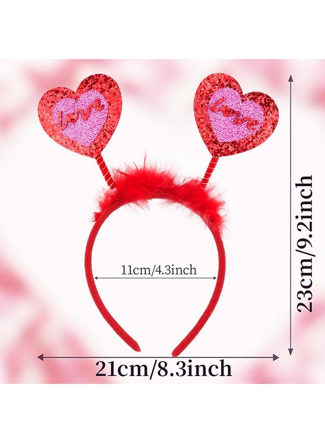 Doneace Valentine‘S Day Headbands Hair Accessories Red Glitter Hearts Boppers Hairband Cupid Love Hair Band Hoop Headpiece For Women Girls New Year Holiday Wedding Birthday Party Gift - Image 2