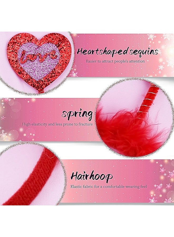 Doneace Valentine‘S Day Headbands Hair Accessories Red Glitter Hearts Boppers Hairband Cupid Love Hair Band Hoop Headpiece For Women Girls New Year Holiday Wedding Birthday Party Gift - Image 3