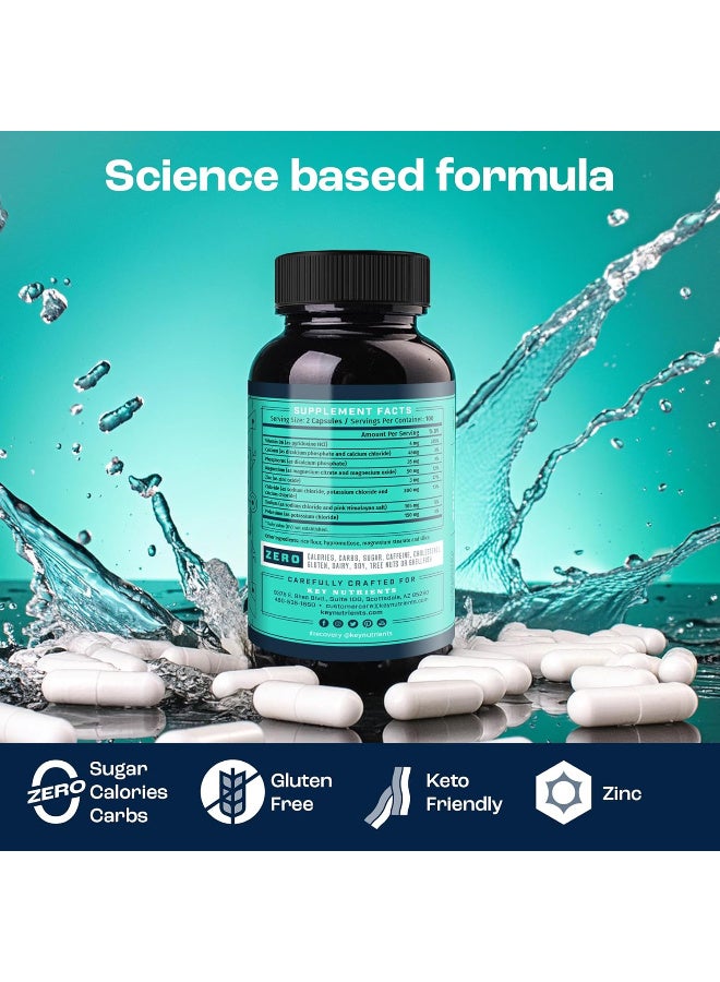 KEY NUTRIENTS Electrolyte Tablets, 200 Capsules, Salt for Dehydration, Fasting Electrolytes- Salt Pills with Electrolytes, No Sugar, Gluten Free Hydration Tablets Made in USA - Image 2