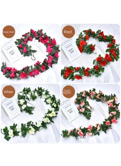 Generic 10Pcs Artificial flower rose vine wall decoration flower vine Red  - Image 3