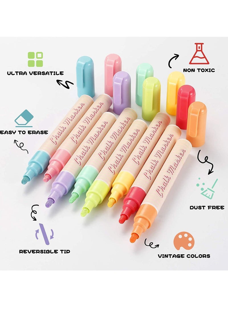 SOLARAE Chalk Markers for Blackboard Signs 8 Colour Pastel Chalk Pens for Chalkboard Erasable 6mm Chalk Markers for Display Windows Glass Bistro Mirror Craft Kids Painting Drawing Gifts for Artists - Image 4